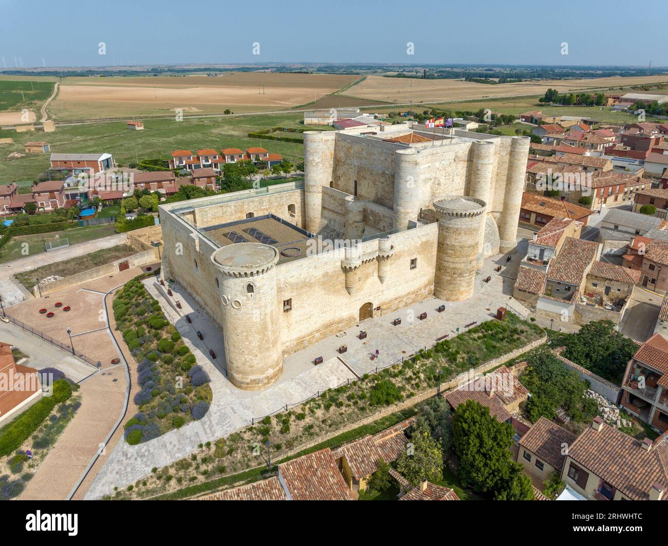 Fountains of Valdepero Palencia Spain, Castle of the Sarmientos of the fifteenth century Stock Photo