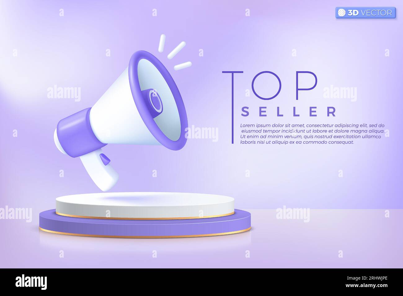 3d megaphone speaker with lightning icon symbol. loudspeaker announce ...