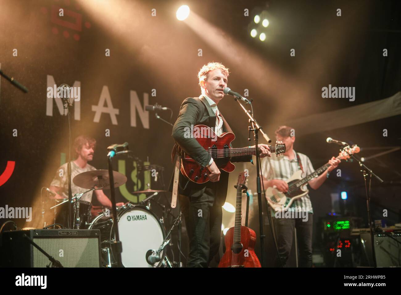 Glanusk Park, UK. Friday, 18 August, 2023. Buck Meek (also of the band Big Thief) performing at the 2023 Green Man Festival in Glanusk Park, Brecon Beacons, Wales. Photo date: Friday, August 18, 2023. Photo credit should read: Richard Gray/Alamy Live News Stock Photo