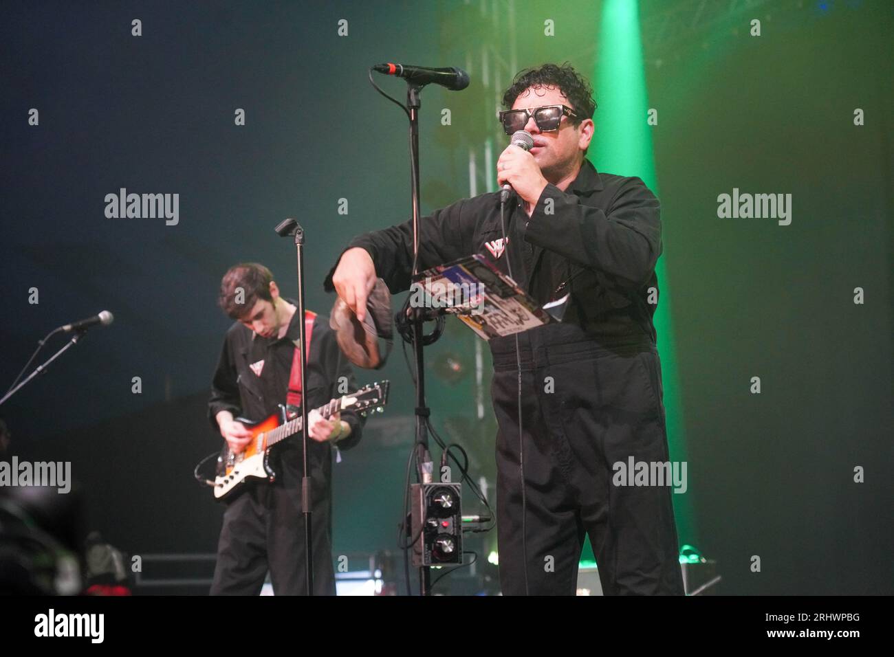 Glanusk Park, UK. Friday, 18 August, 2023. Clams Baker Jr of Warmduscher performing at the 2023