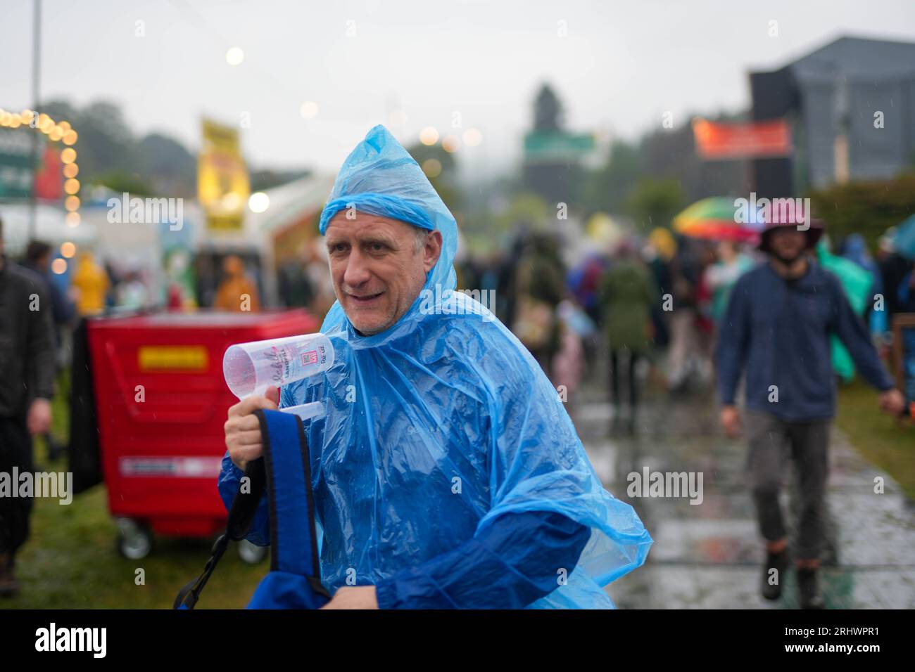 Glanusk Park, UK. Friday, 18 August, 2023. General views of a rainy day 2 at the 2023 Green Man Festival in Glanusk Park, Brecon Beacons, Wales. Photo date: Friday, August 18, 2023. Photo credit should read: Richard Gray/Alamy Live News Stock Photo