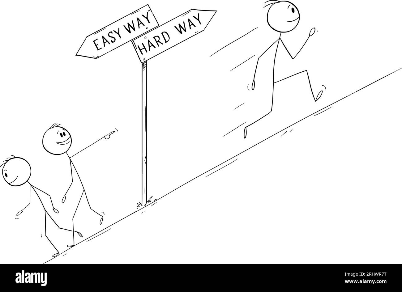 Easy or Hard Way, Vector Cartoon Stick Figure Illustration Stock Vector Image & Art Alamy
