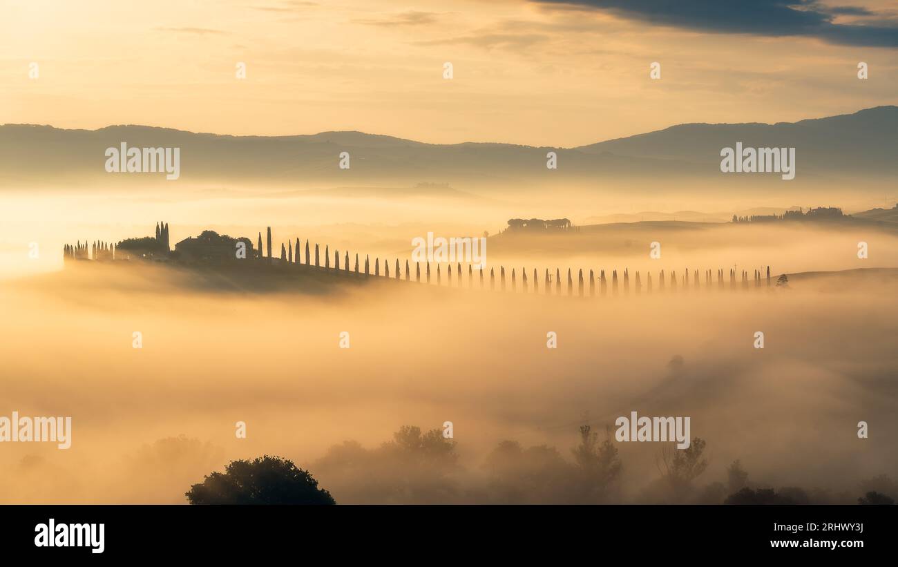 Aerial view of the goggy landscape at farmhouse Poggio Covili at