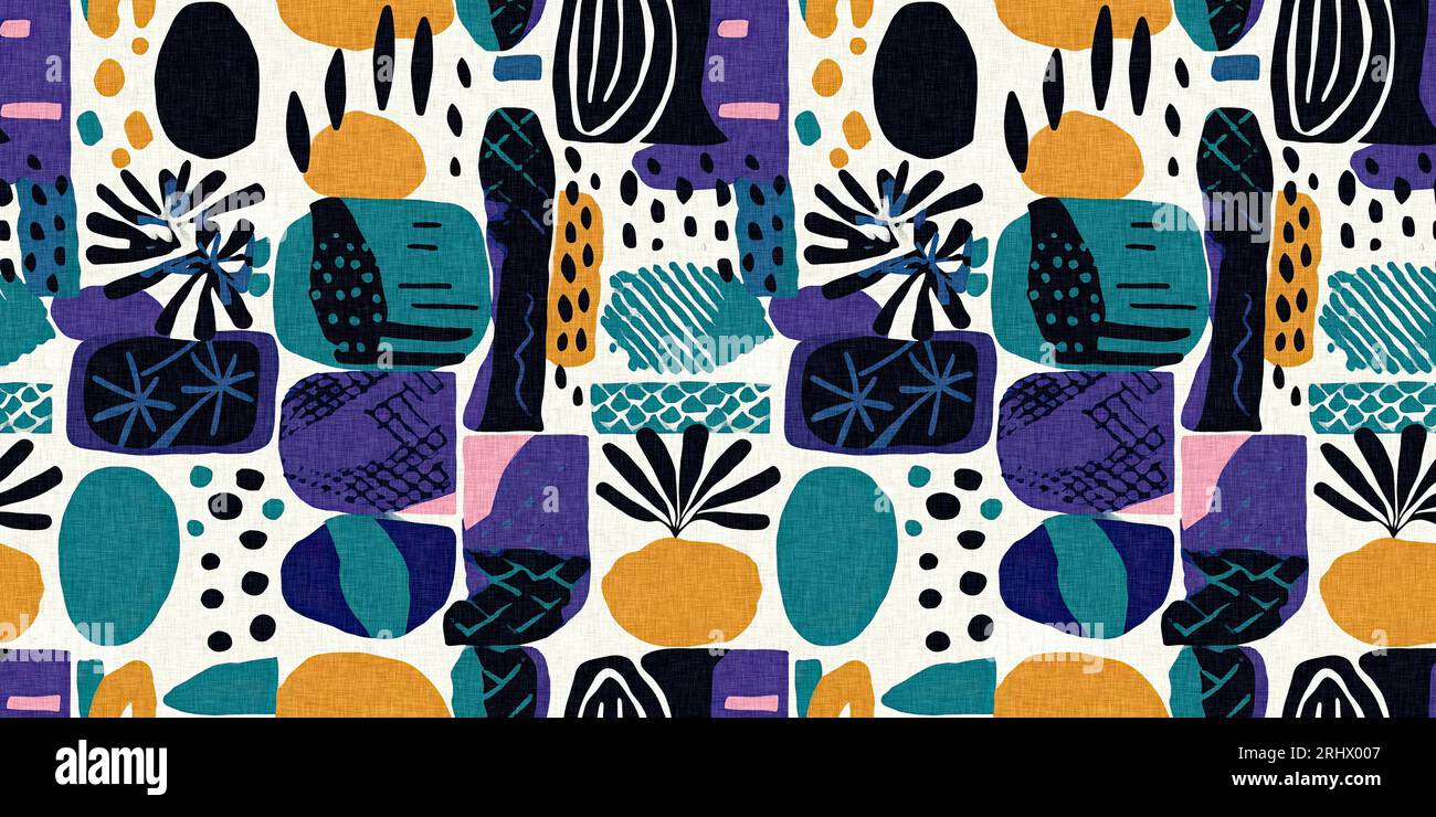 Modern fun pattern clash fabric border print for summer beach textile ...