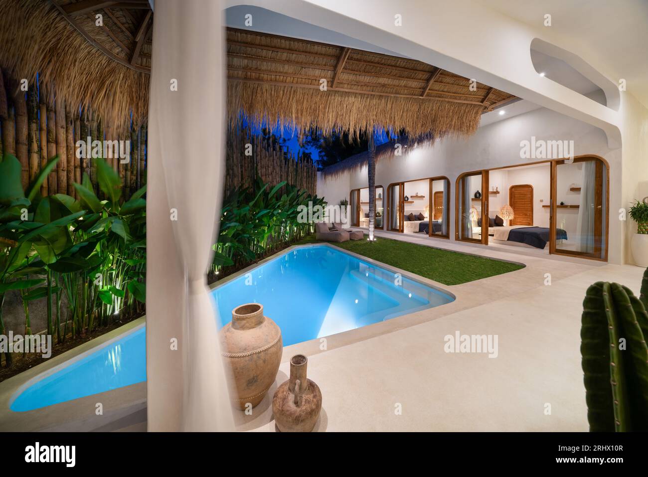 home or house Exterior design showing tropical pool villa with amazing ...