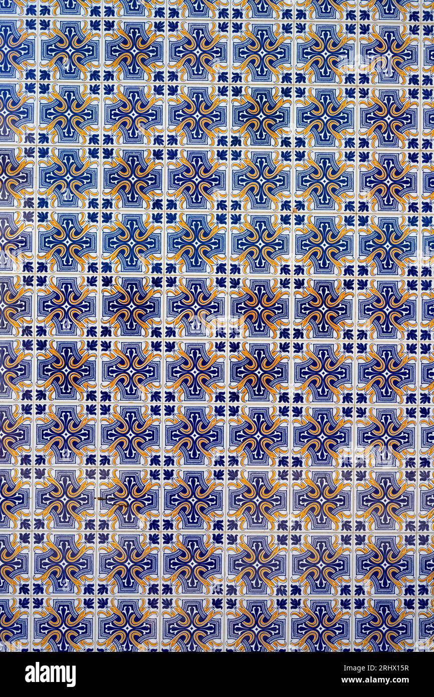 Traditional Portuguese ceramic wall tiles on building Stock Photo
