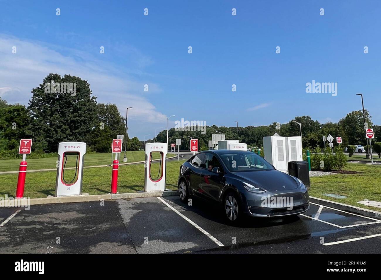 Madison, United States. 12th Aug, 2023. Tesla electric vehicles (EV