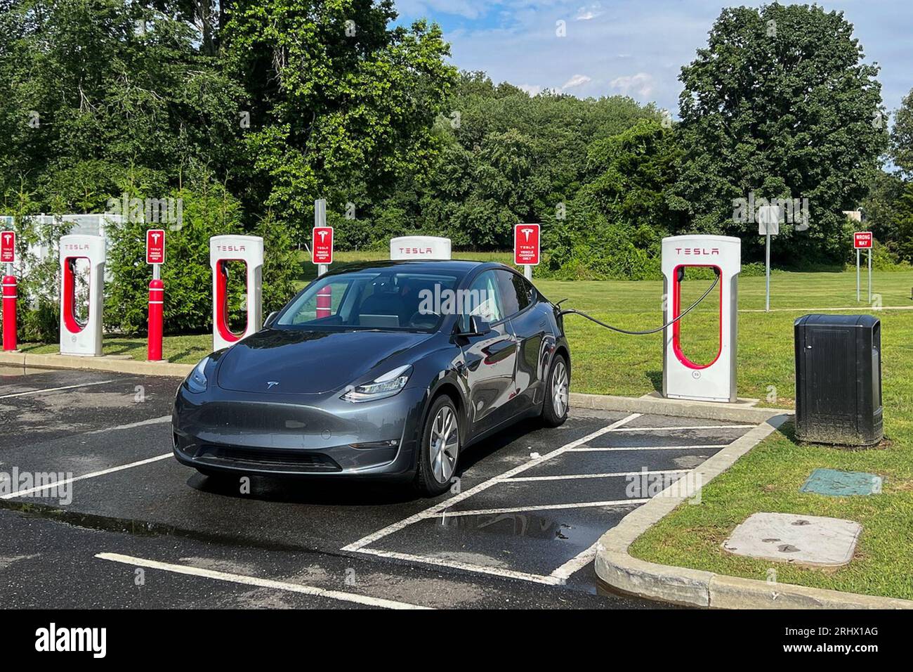 Madison, United States. 12th Aug, 2023. Tesla electric vehicles (EV