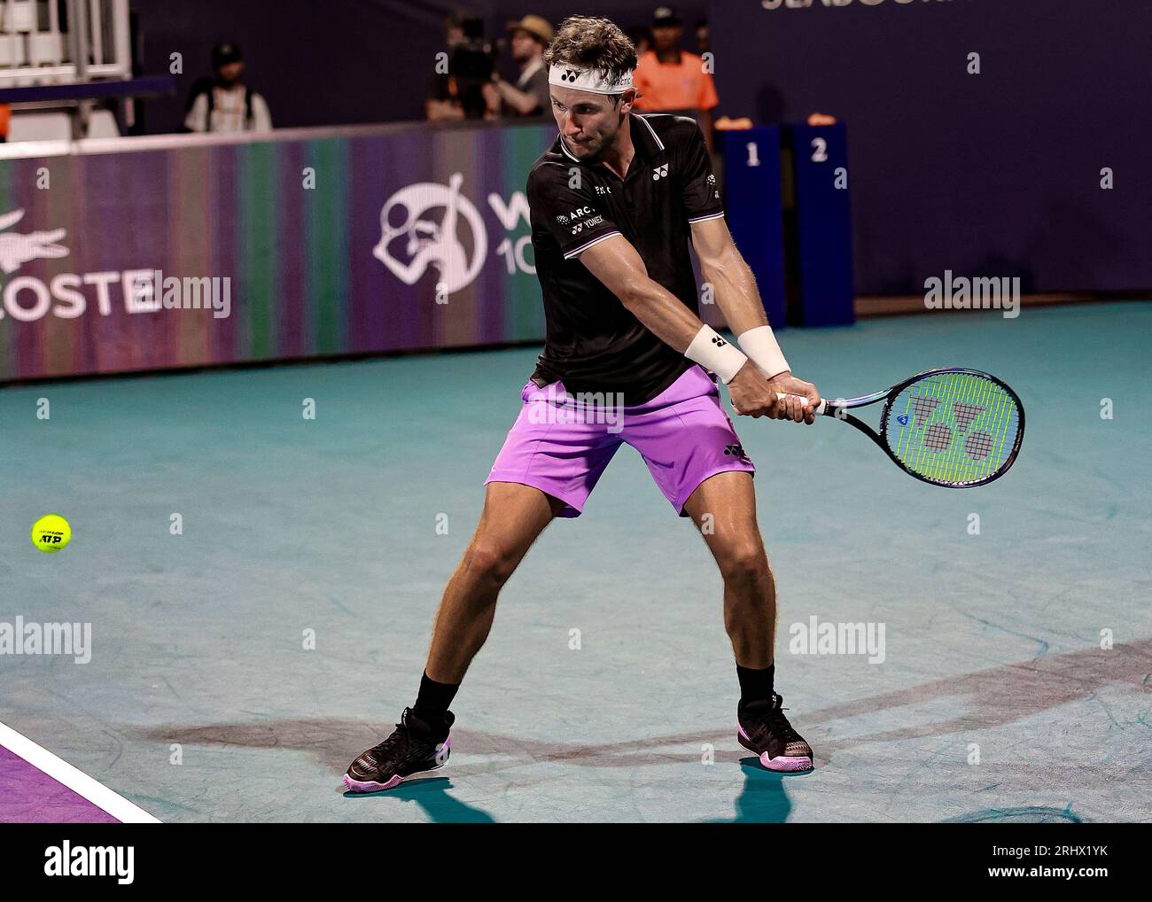 Caspar Ruud in action. Florida, USA, Miami Open Tennis, March 2023, Hard Rock Stadium, Photo: Chris Arjoon/Credit Stock Photo