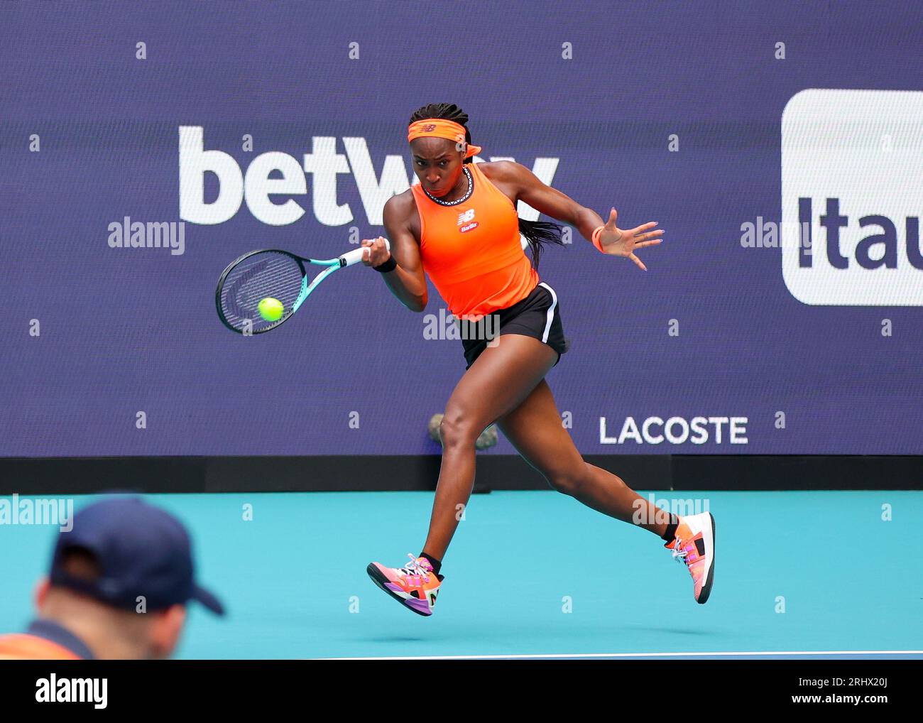 Coco Gauff in action.Florida, USA, Miami Open Tennis, March 2023, Hard