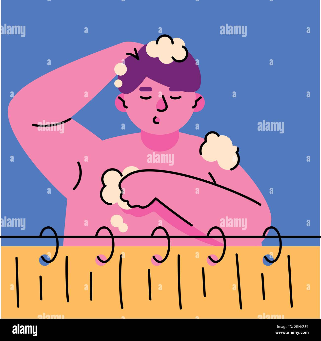 Take shower color concept. Isolated colorful character. Everyday