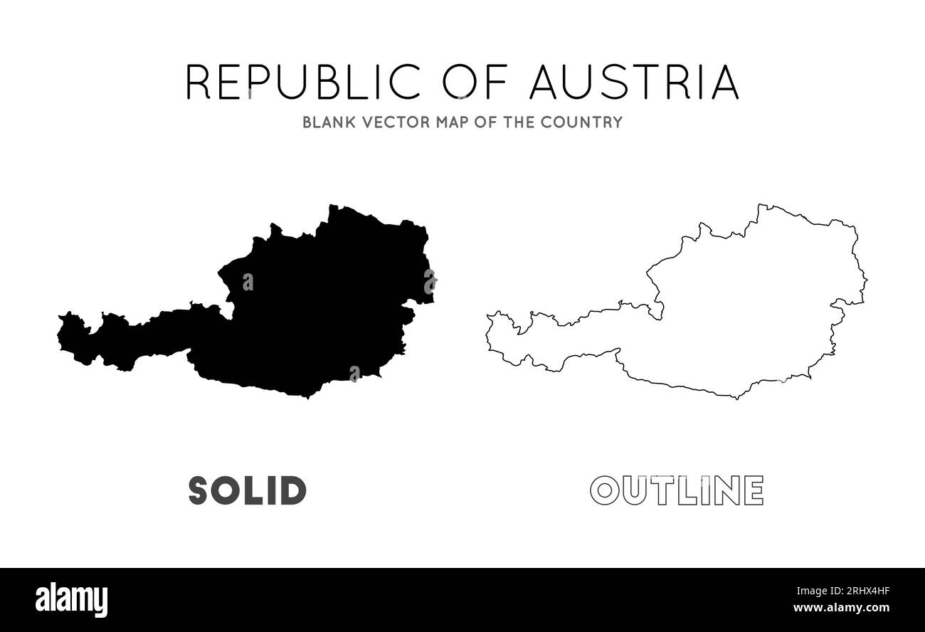Austria map. Blank vector map of the country. Borders of Austria for your infographic. Vector illustration. Stock Vector