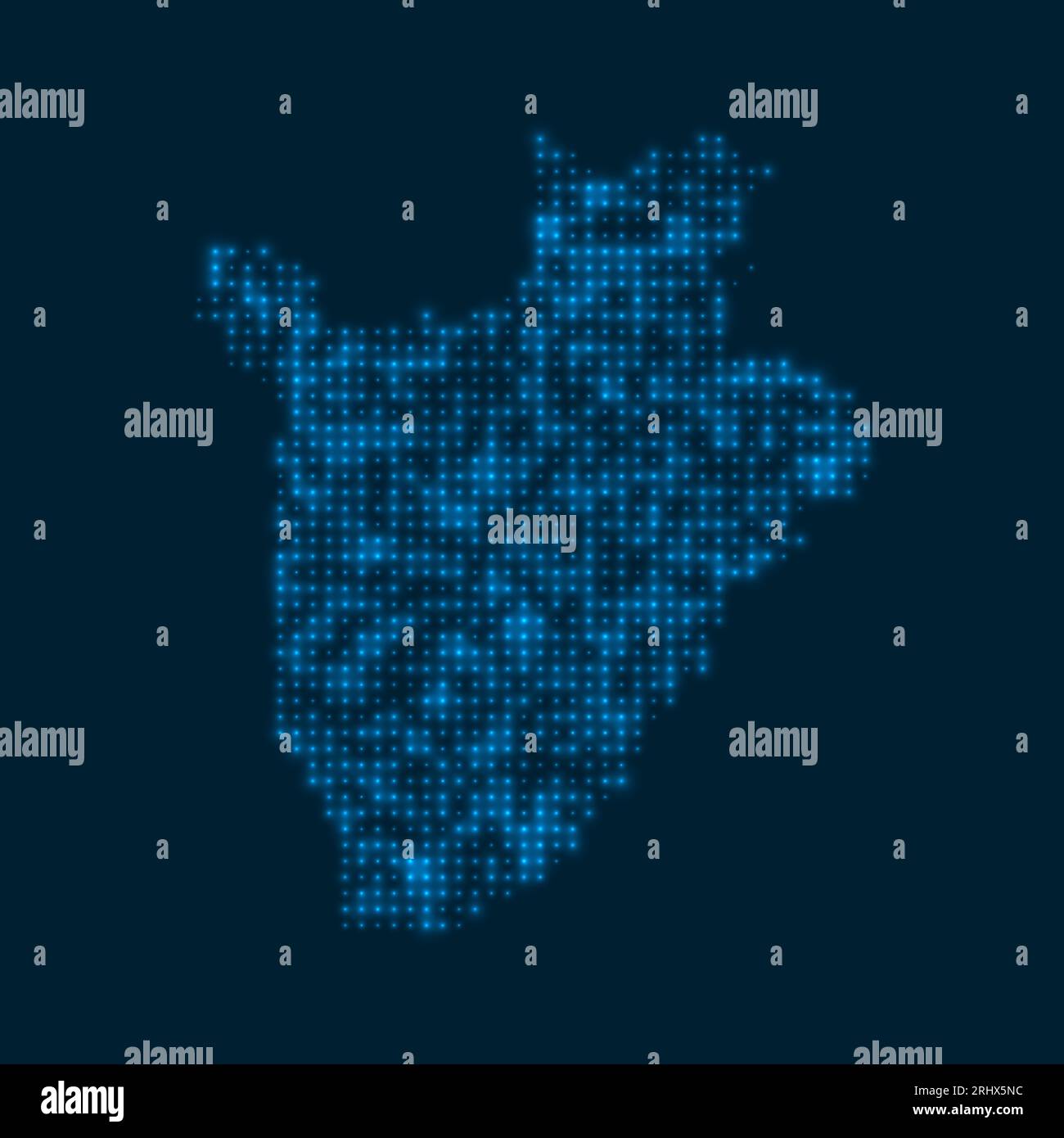 Burundi Dotted Glowing Map Shape Of The Country With Blue Bright Bulbs Vector Illustration 