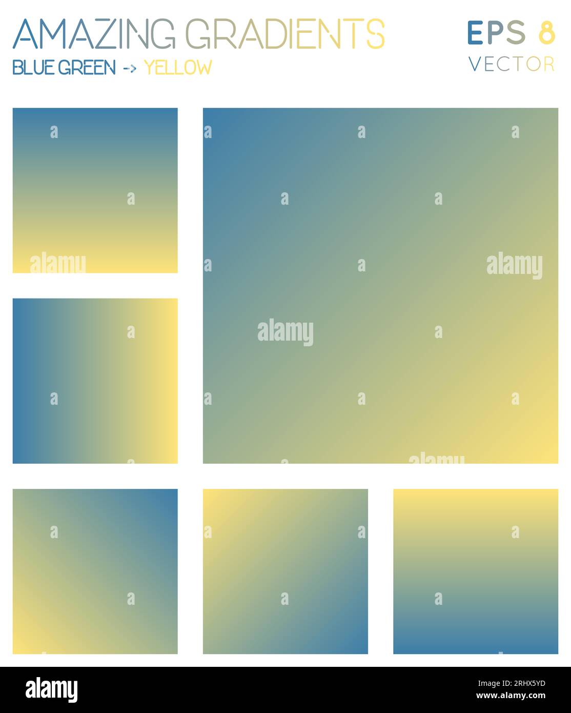 Colorful gradients in blue green, yellow color tones. Actual gradient