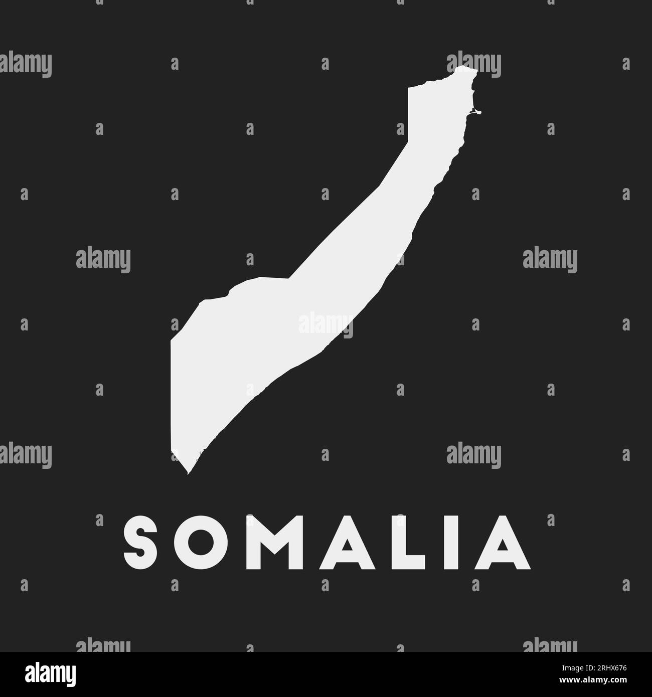 Somalia icon. Country map on dark background. Stylish Somalia map with country name. Vector illustration. Stock Vector