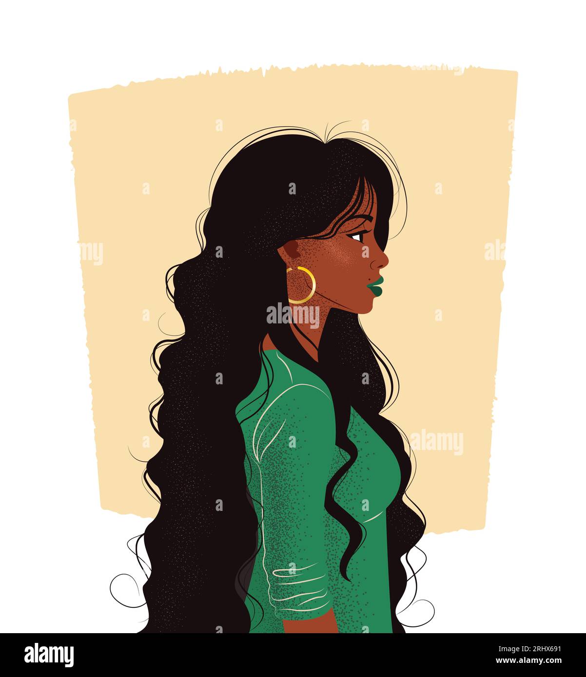 Vector portrait of Indian woman with long hair Stock Vector Image & Art ...