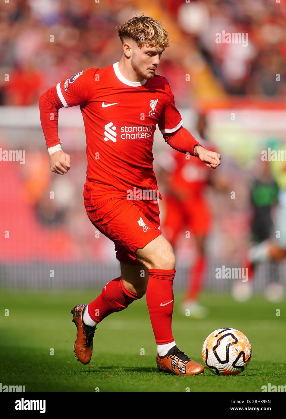 Liverpool's Harvey Elliott in action during the Premier League match at