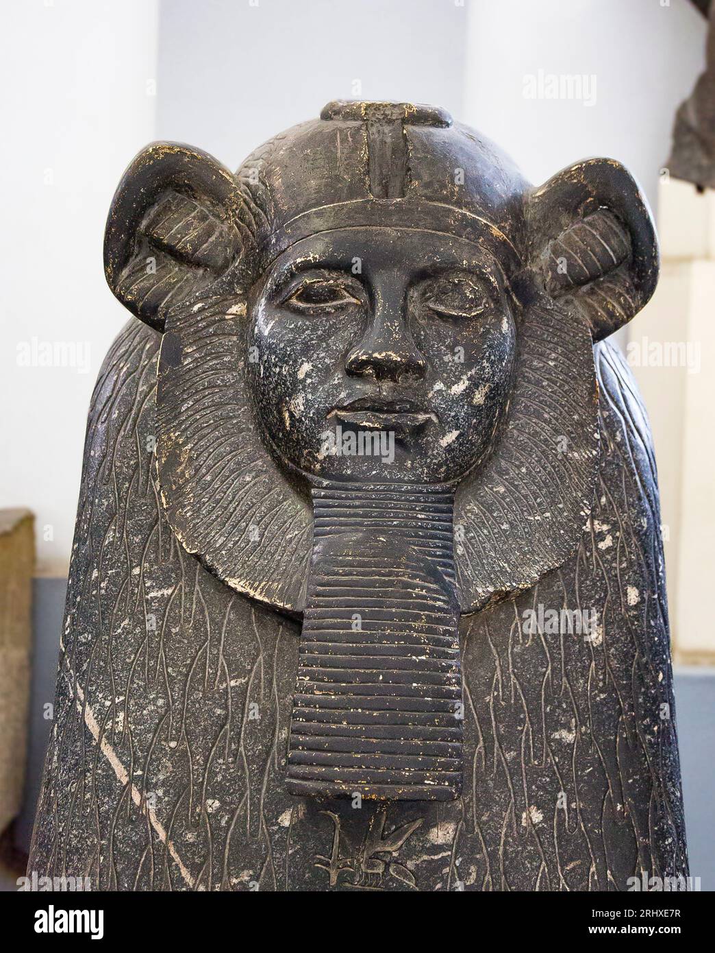 Cairo, Egyptian Museum,  sphinx of Amenemhat II.  Relatively unusual as its head  has lion features (mane), while this is usually only its body. Stock Photo