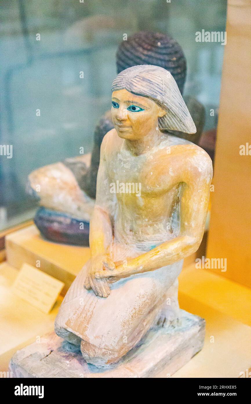Cairo, Egyptian Museum, statuette of Kaemked, a funerary priest. Stock Photo