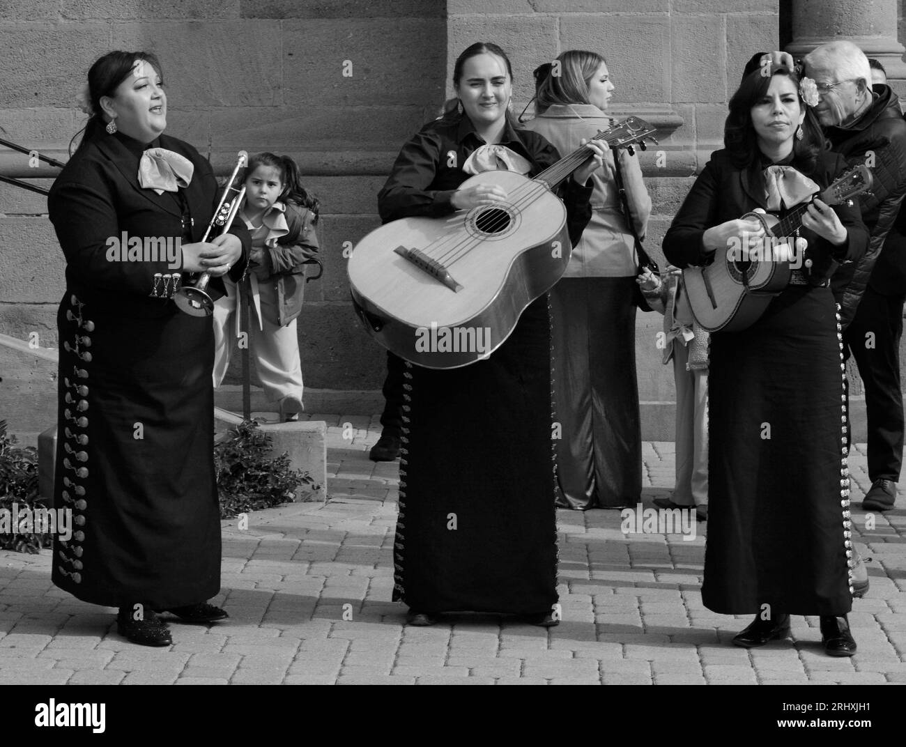 Members of a female mariachi band perform in Santa Fe, New Mexico. Stock Photo