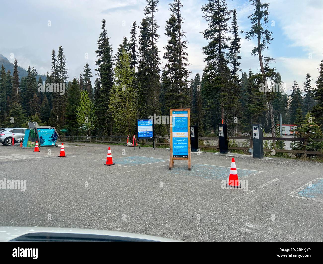 Banff, Alberta Canada May 23, 2023 The Lake Louise parking lot in