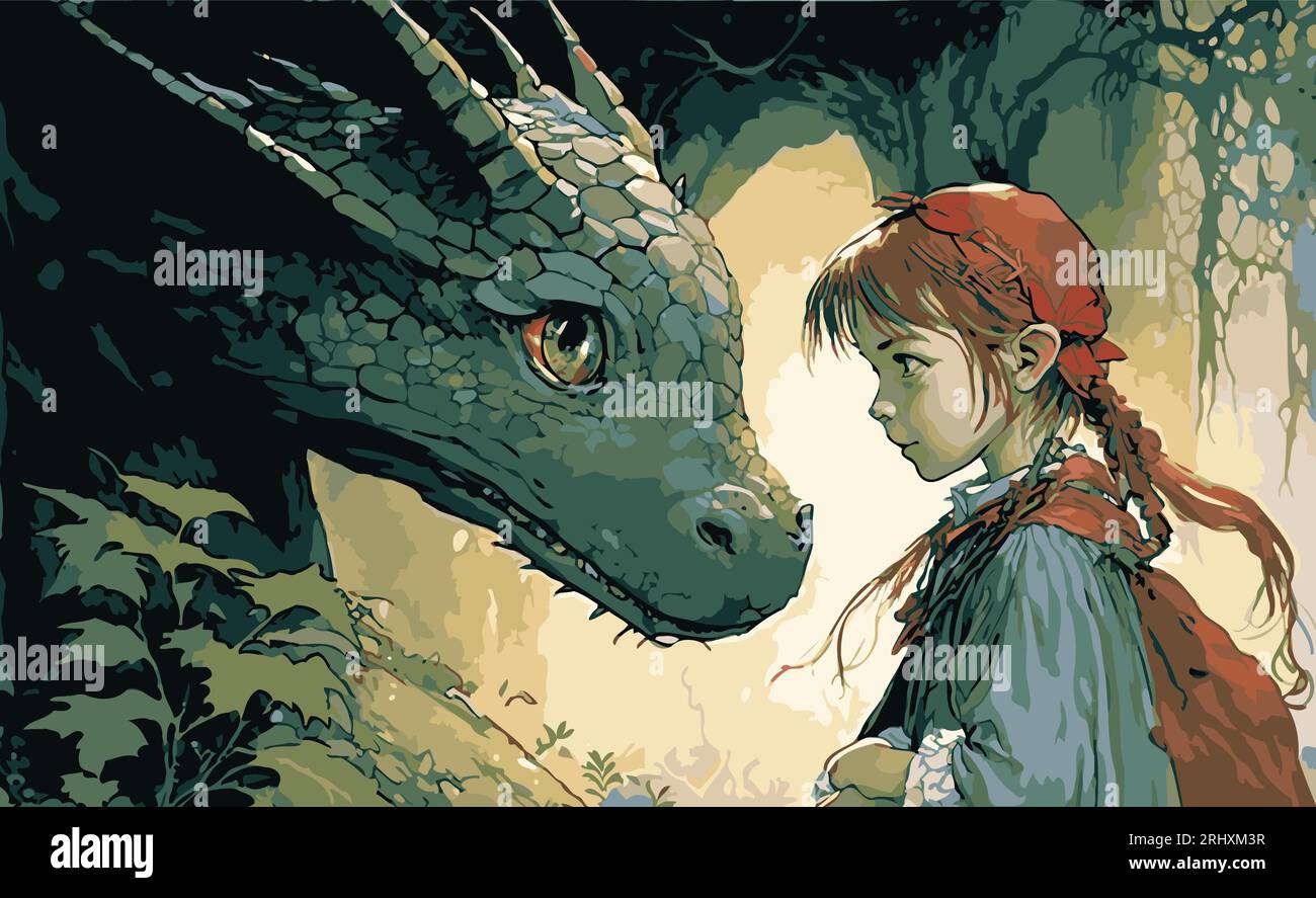 Young adventurer with dragon friend exploring fantasy kingdoms together