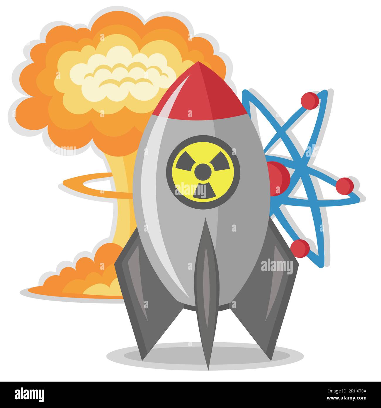 Atomic bomb with nuclear explosion and molecule Stock Vector