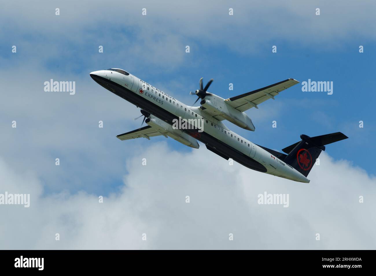 Air Canada Express Bombardier Q400 Dash 8 aircraft in flight. Montreal,Quebec,Canada Stock Photo