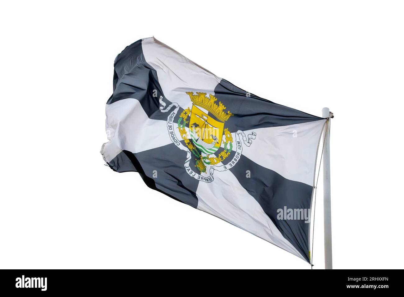 The flag of Lisbon city in Portugal Stock Photo