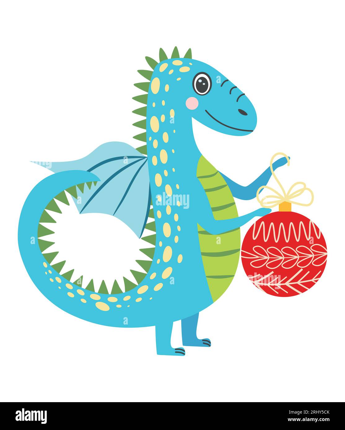 Cute christmas dragon in santa hat. Year of the Dragon 2025, Chinese