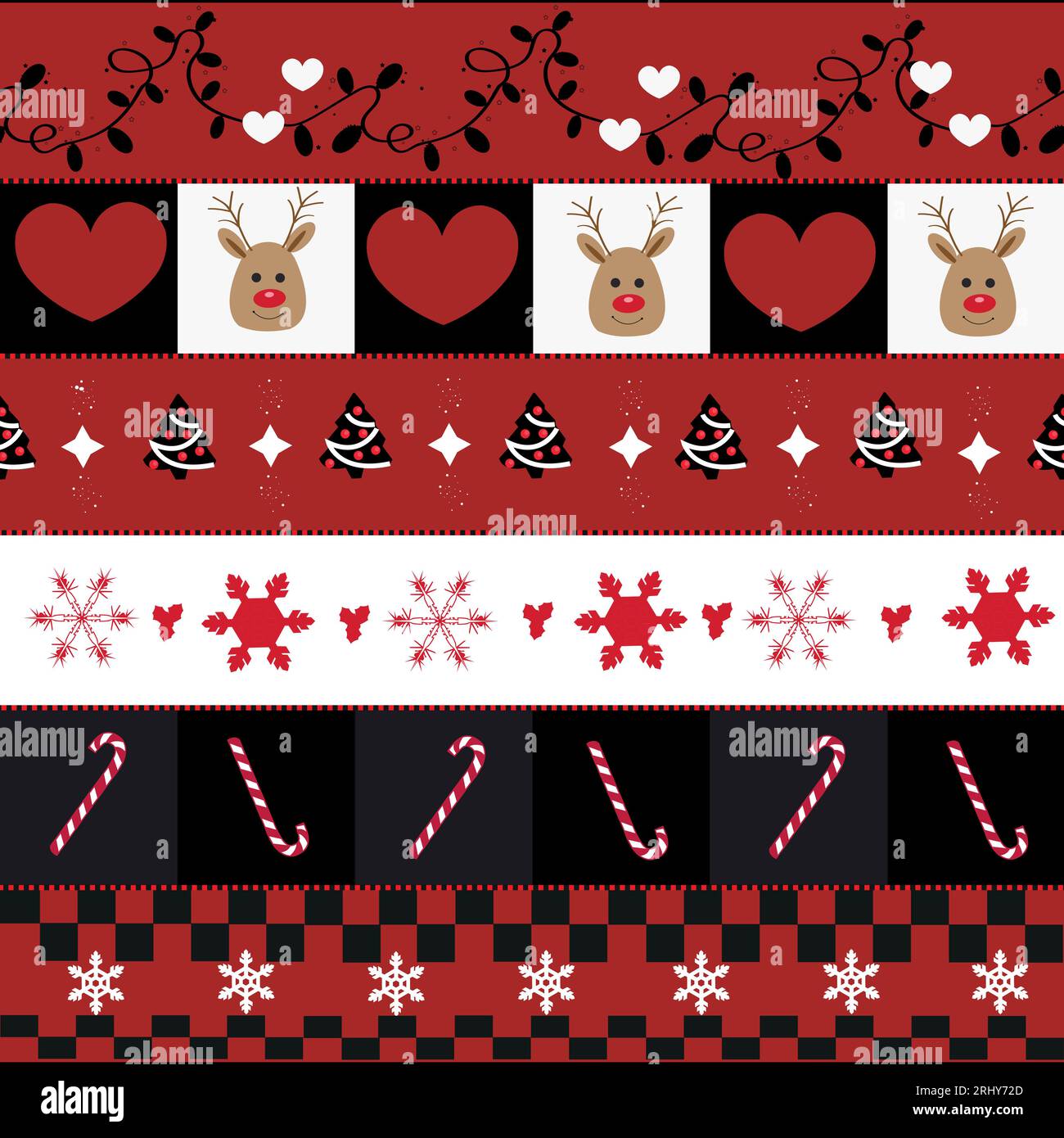 Ugly Christmas sweater pattern. Plaid pattern new year design with paw prints seamless fabric design pattern. Stock Vector