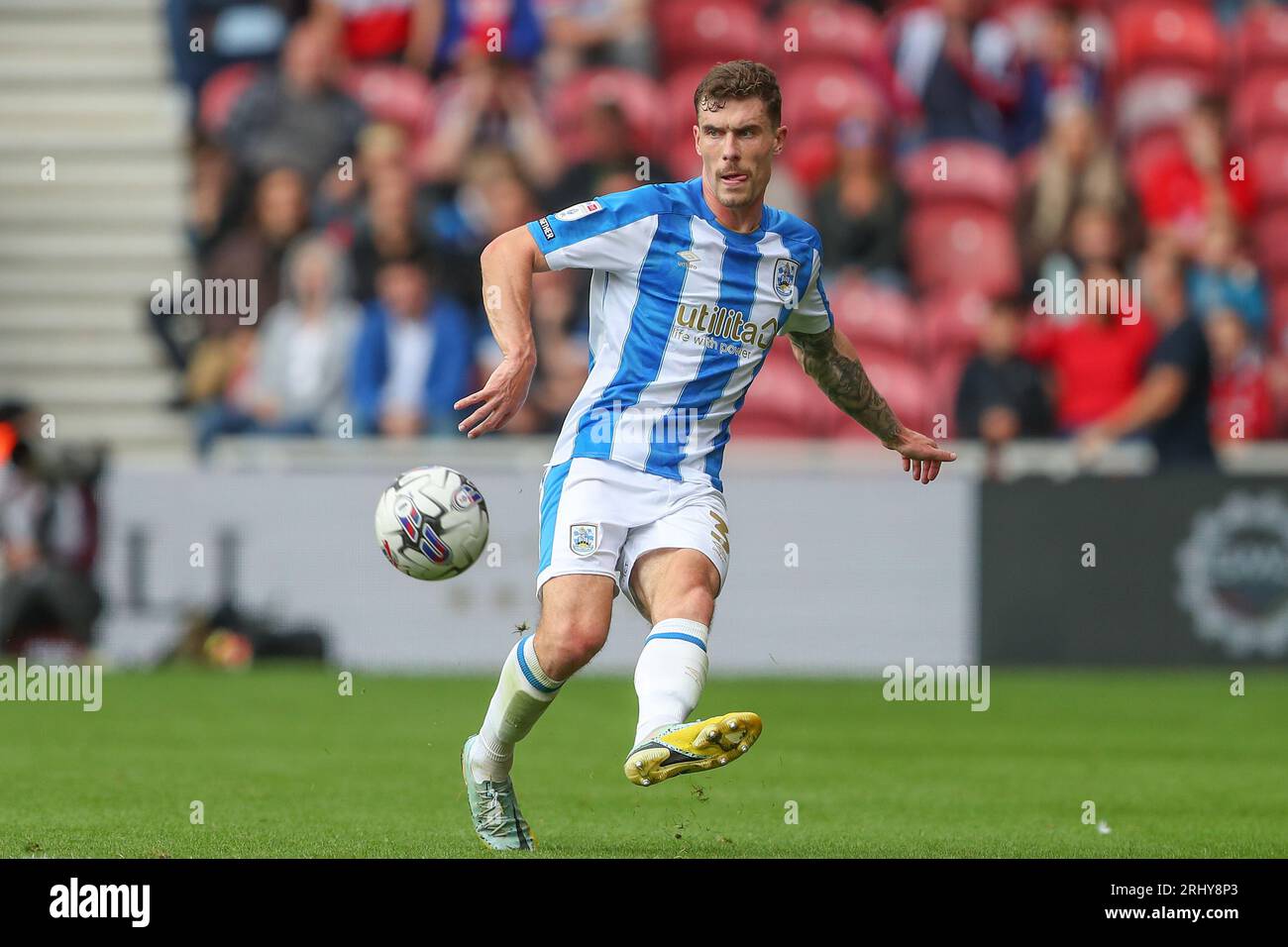 Josh Ruffels #3 of Huddersfield Town passes the ball during the Sky Bet ...