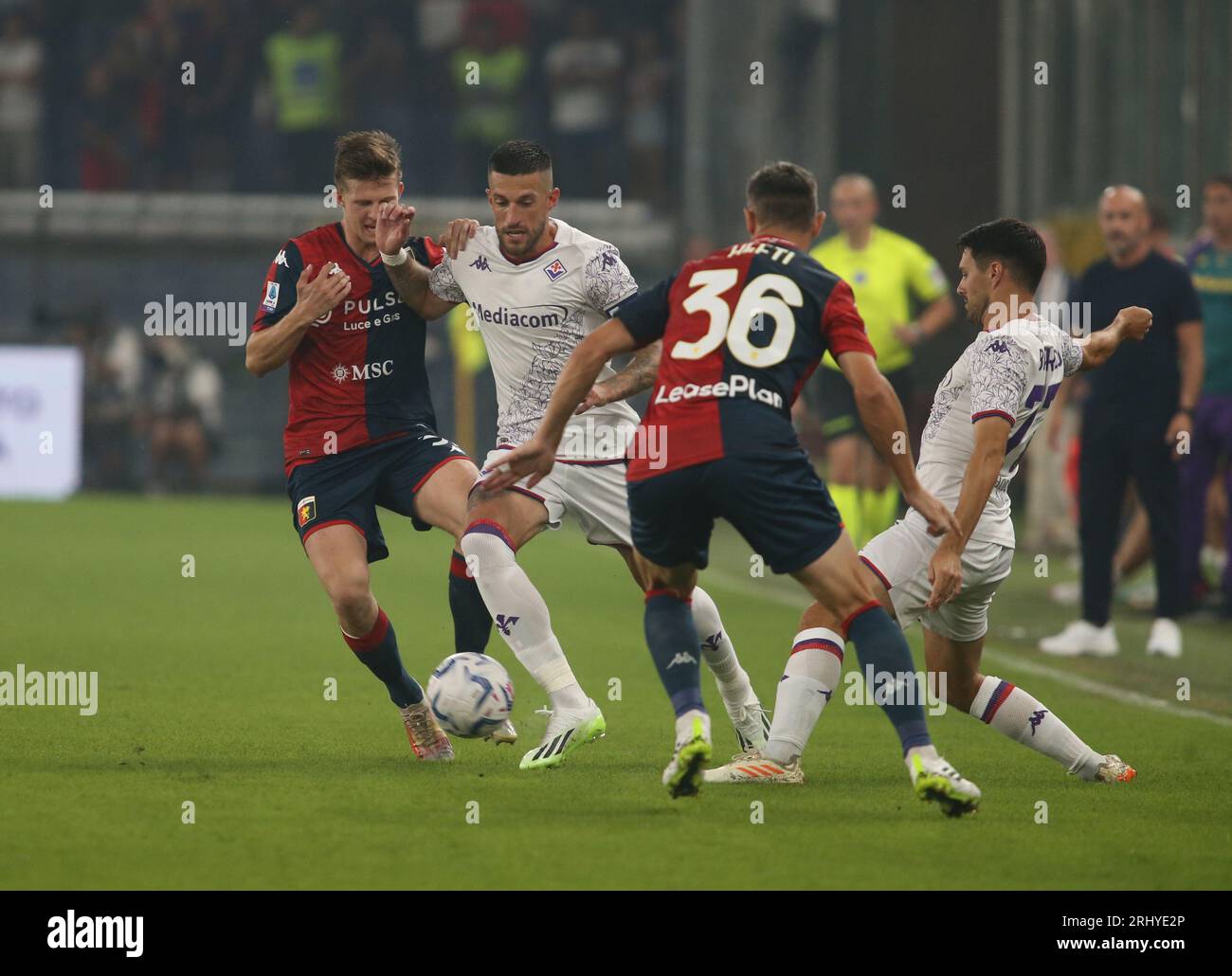 Cristiano Biraghi of Acf Fiorentina during the Italian Serie A, football match between Genoa Cfc and Acf Fiorentina on 19 August 2023 at Luigi Ferrari Stock Photo