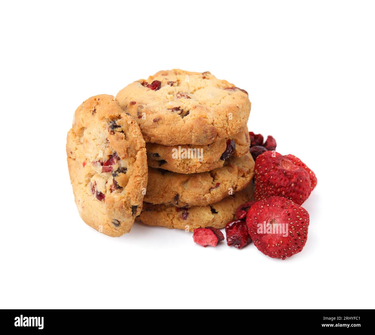 Cookies and freeze dried fruits isolated on white Stock Photo Alamy