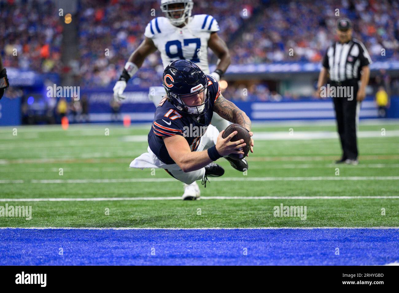 Chicago Bears quarterback Tyson Bagent is sacked by Buffalo Bills