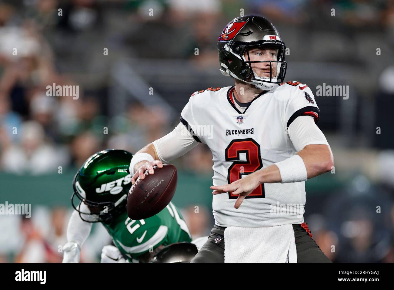 August 28, 2021: Tampa Bay Buccaneers quarterback Kyle Trask (2) looks on  as starting quarterback Tom Brady runs the Buccaneers offense during an NFL  preseason game between the Houston Texans and the