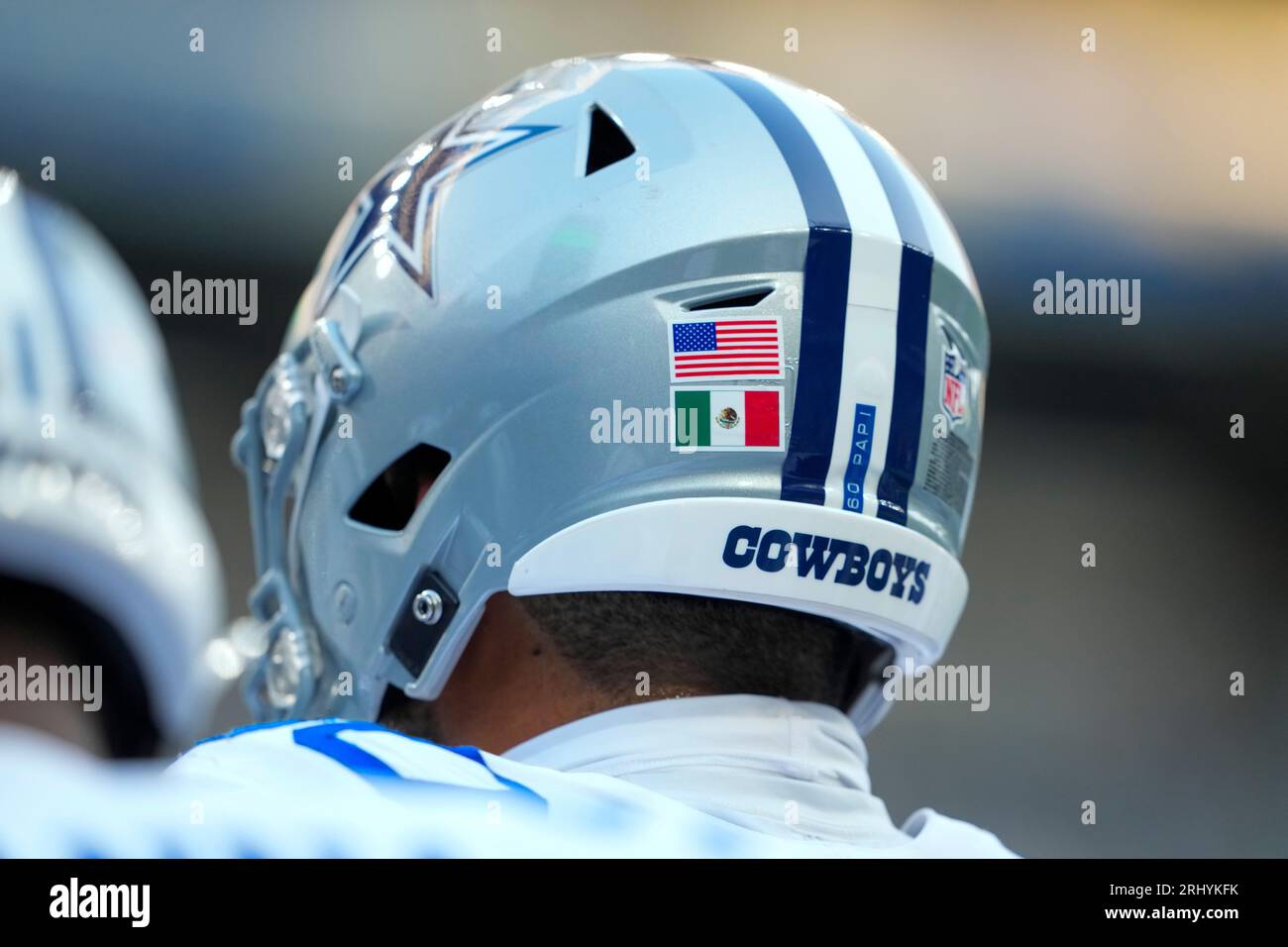 Dallas Cowboys offensive tackle Isaac Alarcon stands on the field