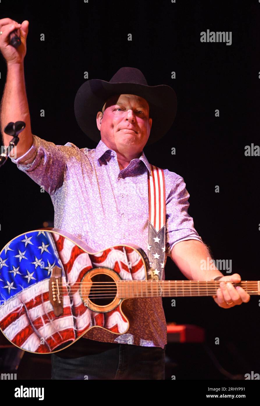 Hiawassee, GA, USA. 19th Aug, 2023. John Michael Montgomery on stage for Brotherly Love Tour with John Michael Montgomery and Eddie Montgomery, Anderson Music Hall, Georgia Mountain Fairgrounds, Hiawassee, GA August 19, 2023. Credit: Derek Storm/Everett Collection/Alamy Live News Stock Photo