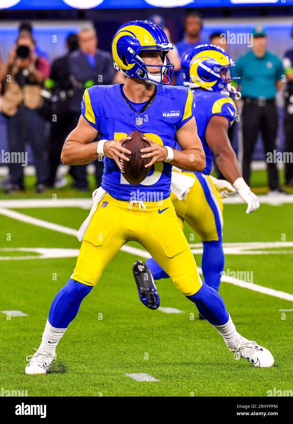 August 19, 2023 Inglewood, CA.Los Angeles Rams quarterback Stetson