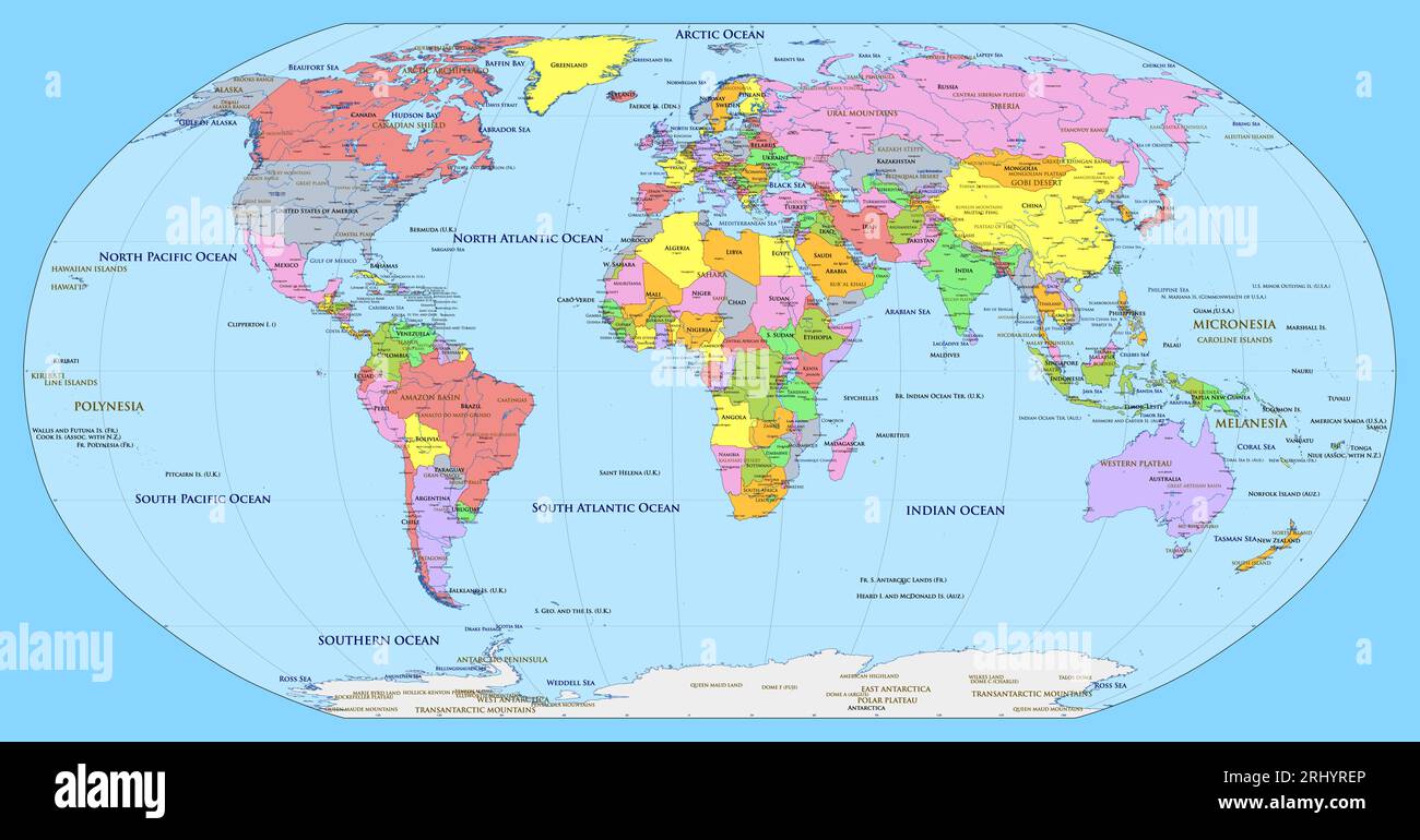 Political world map Robinson projection Stock Vector Image & Art - Alamy