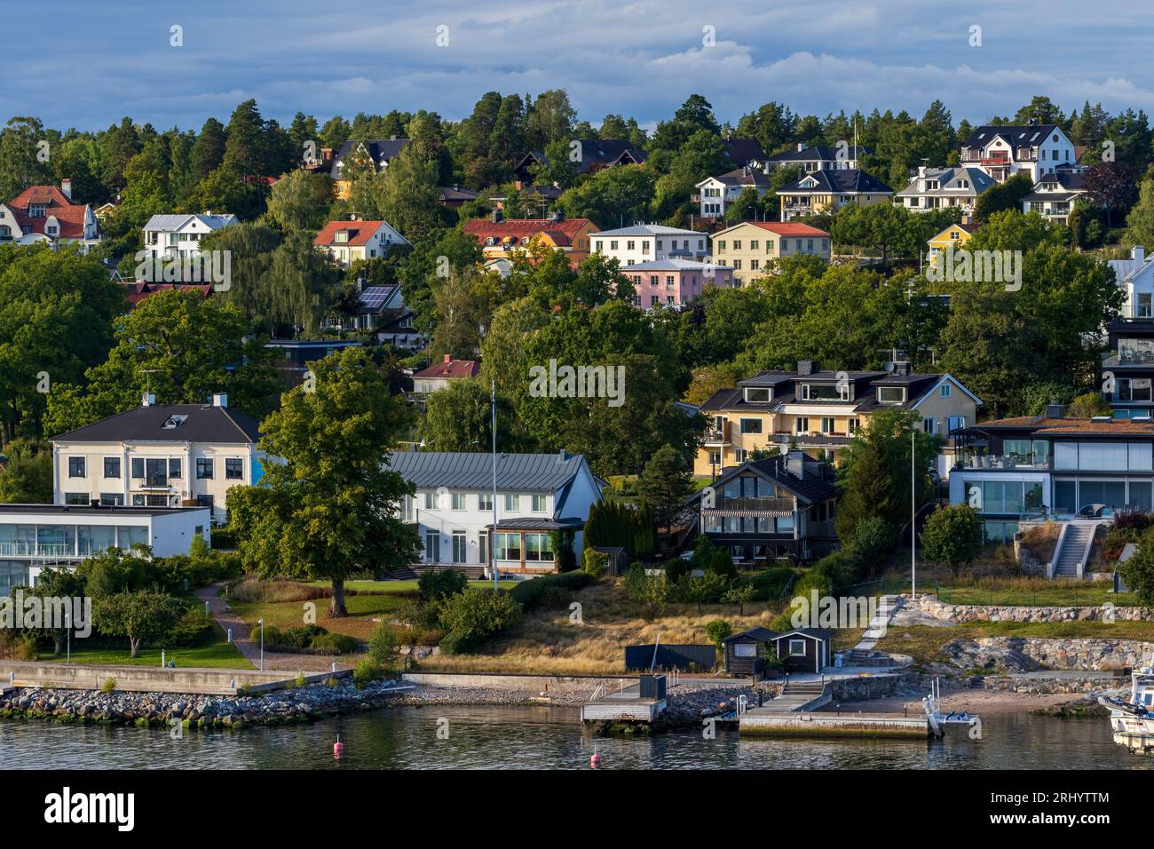 Curated visual reference: Scandinavian Luxury Waterfront Properties Reference: Waterfront Homes Stockholm Archipelago Sweden Scandinavia Stock Photo