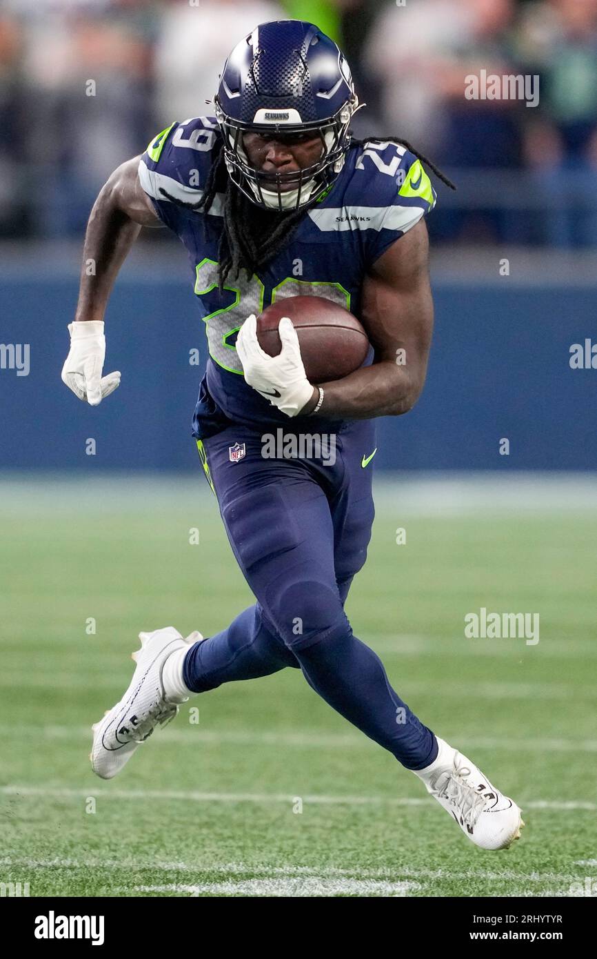 Seattle Seahawks running back SaRodorick Thompson Jr. (29) is tackled by  Green Bay Packers cornerback Shemar Jean-Charles (22) in the second half of  a preseason NFL football game, Saturday, Aug. 26, 2023