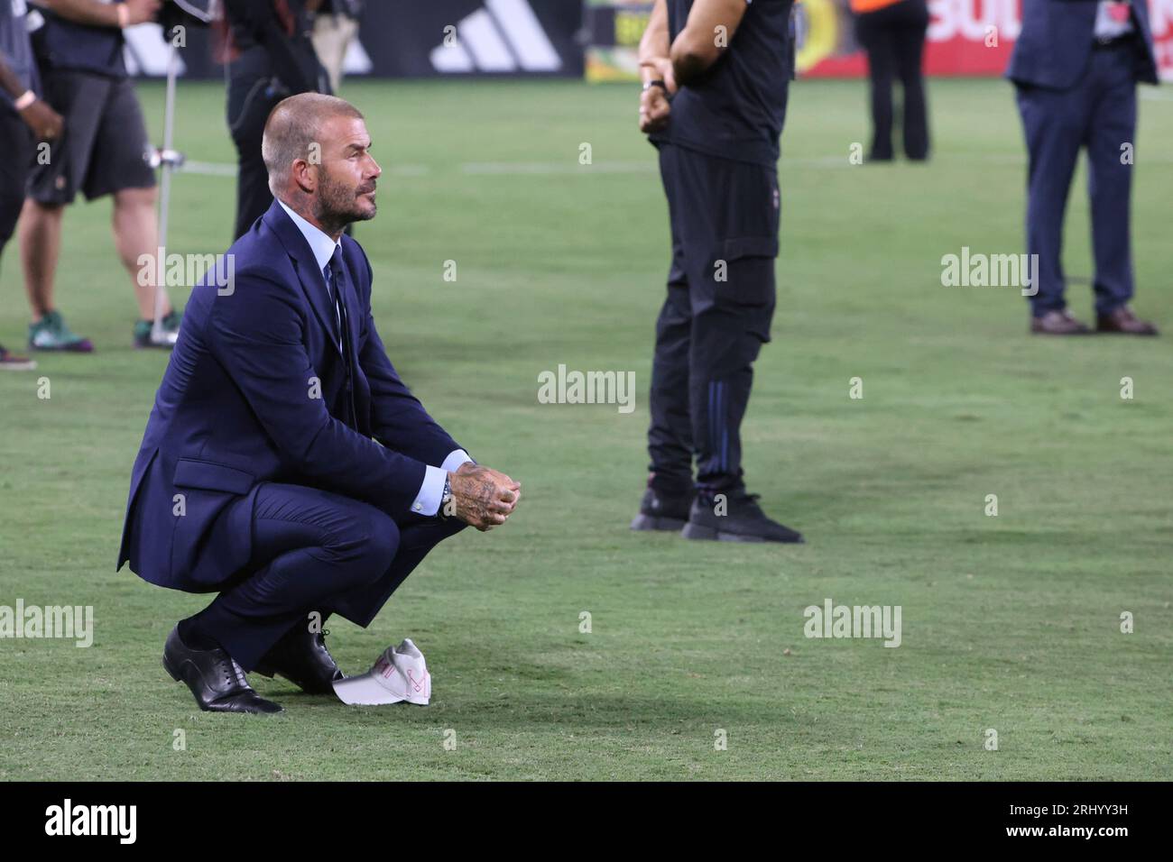 David Beckham wins hug from wife Victoria as his US team clinches Leagues  Cup trophy