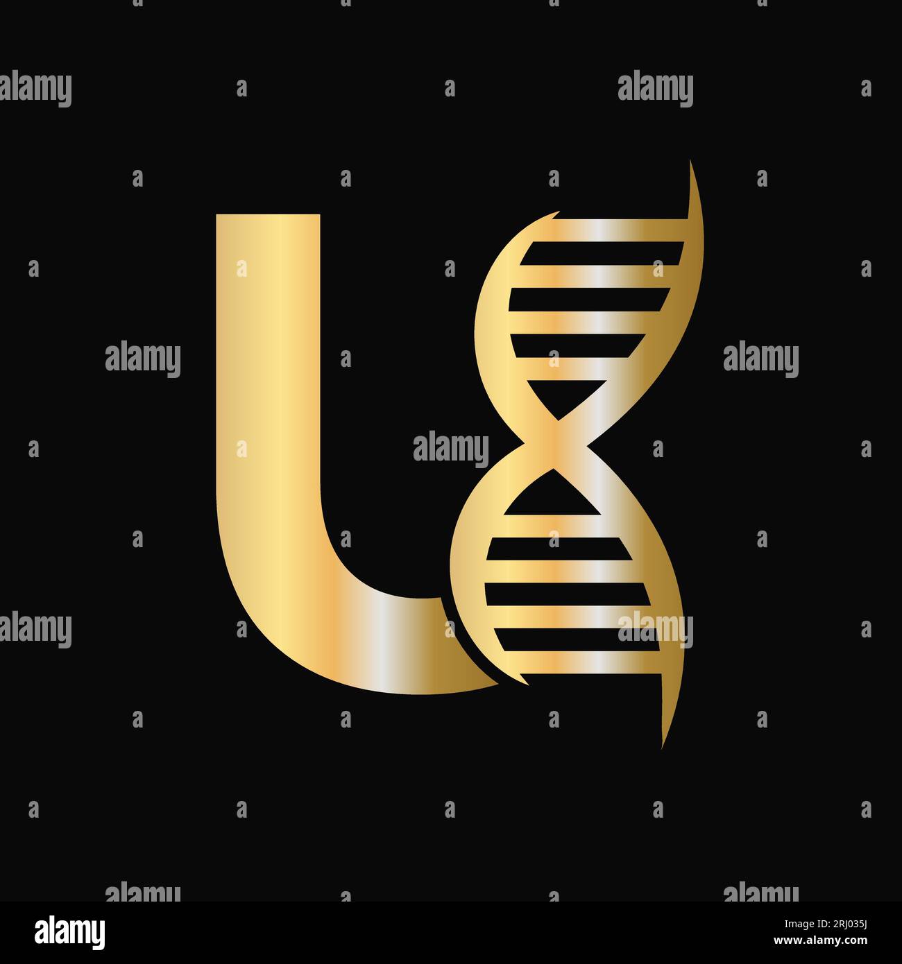 Letter U DNA Logo Design Concept With DNA Cell Icon. Health Care Symbol ...