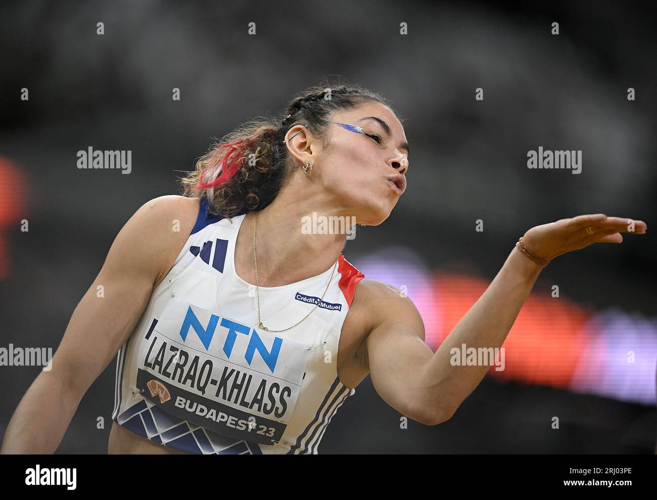 Lazraq Budapest. 19th Aug, 2023. Auriana Lazraq-Khlass of France reacts after ...