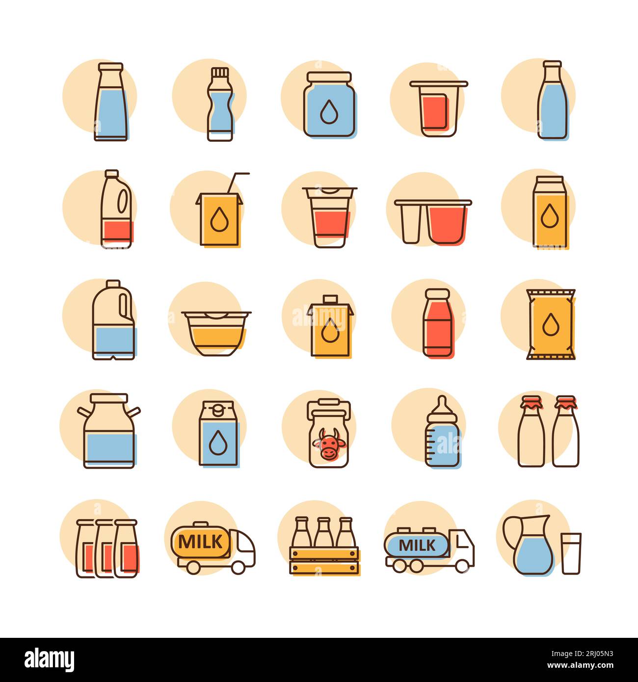 Milk cans and bottles vector icon. Dairy products sign. Graph symbol for cooking web site and apps design, logo, app, UI Stock Vector