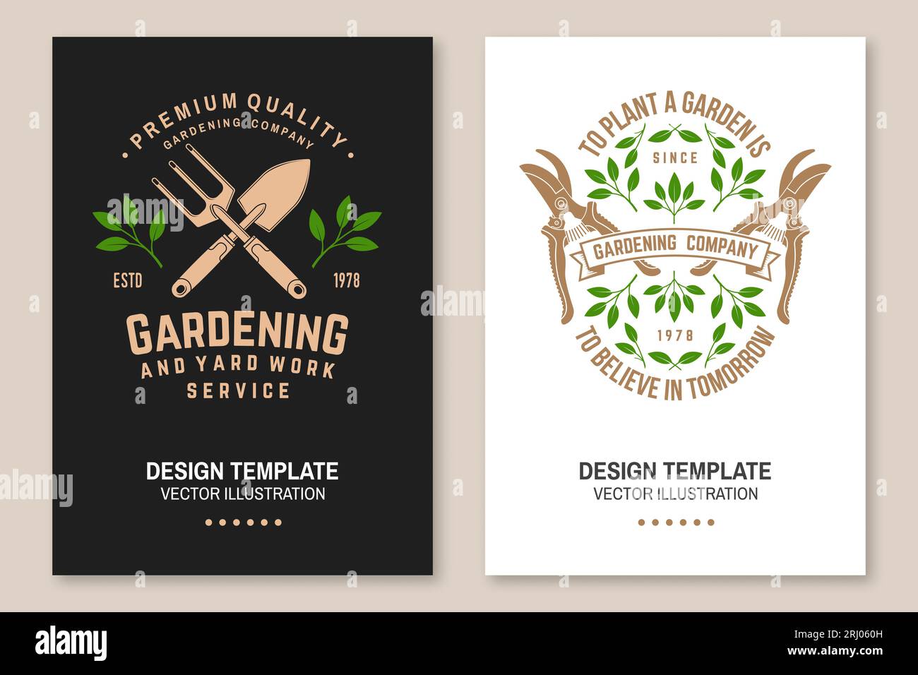 Set of gardening and yard work services poster, banner. Vector