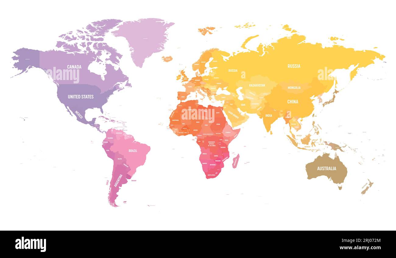 World map. High detailed blank political map of World. Colorful map on