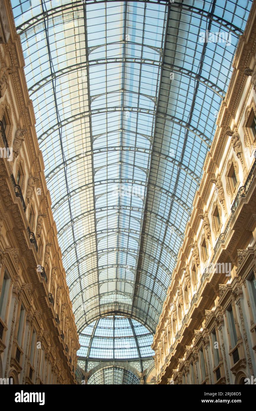 Interior of Galleria Vittorio Emanuele II on historycal Center of Milan ...