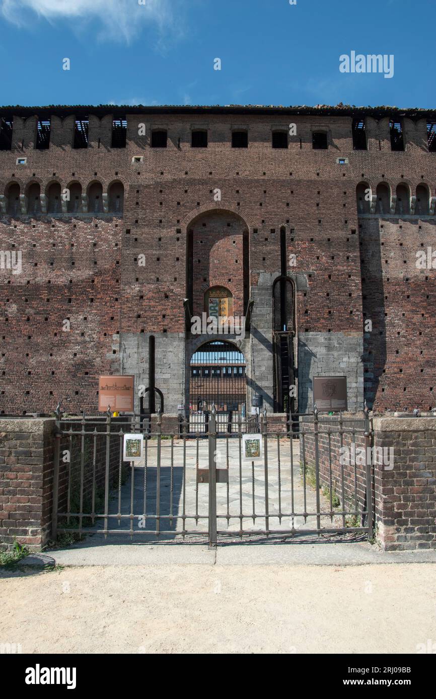 Castello Sforzesco in Milan, exterior of the fortress, Italy, Europe Stock Photo